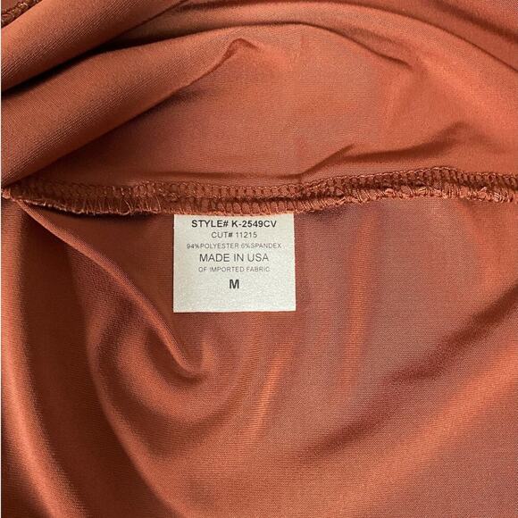 Revolve Krisa Dress Medium Mockneck Midi Slit on Leg Elegant Open Back Brown - Picture 9 of 13